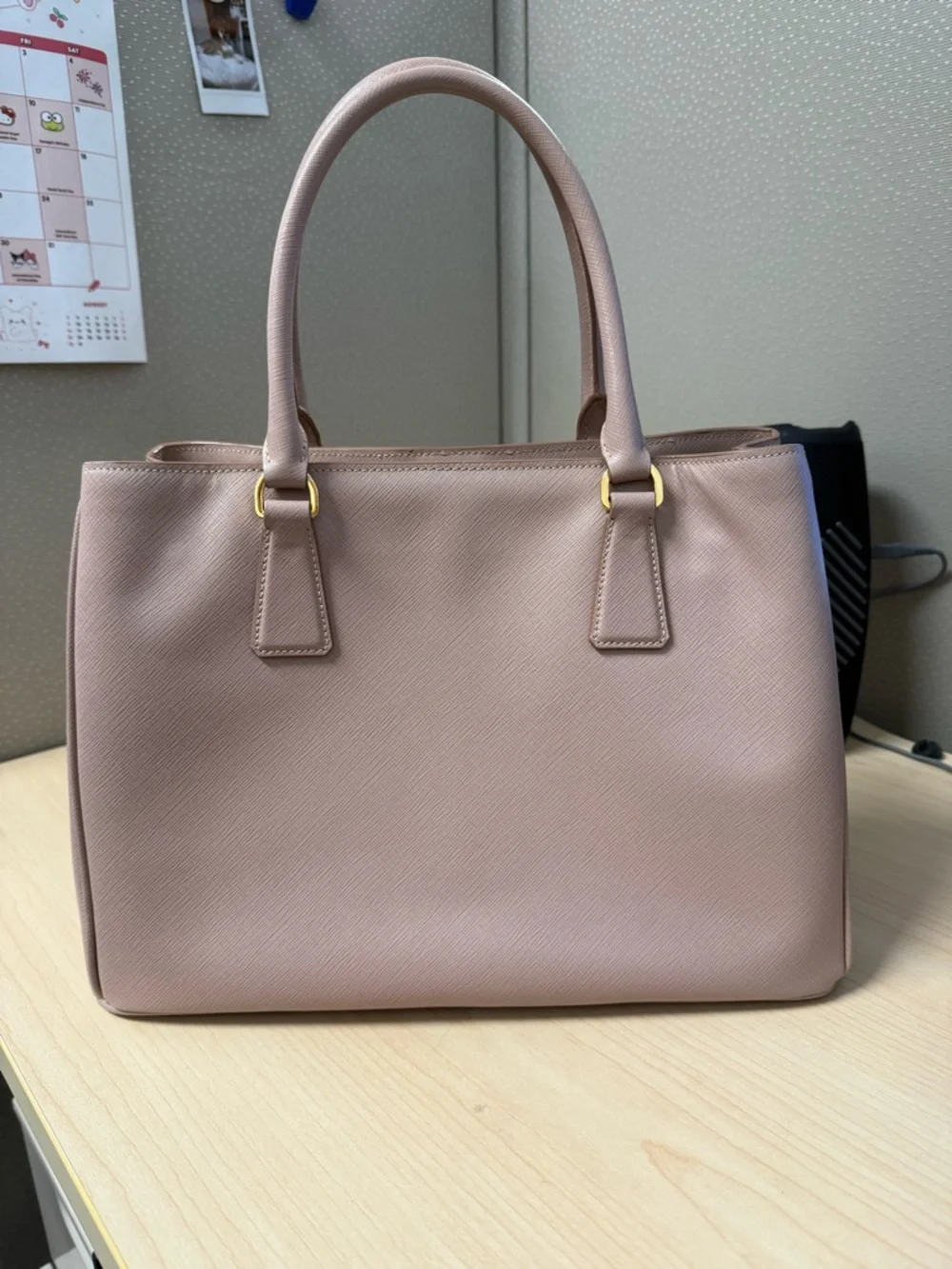 Prada Blush Pink Saffiano Double-Handle Satchel cammeo lux tote